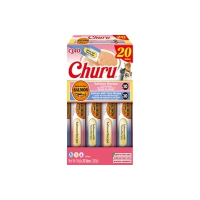 INABA Churu - микс от лакомства за котки с вкус на сьомга и сьомга с риба тон, 20 x 14 г
