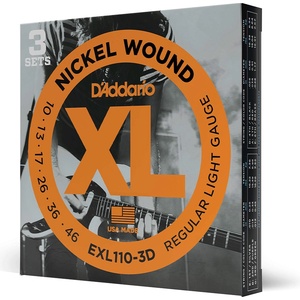 D'ADDARIO Три комплекта струни за eлектрическа китара D'Addario EXL110-3D . 010-. 046 Regular light
