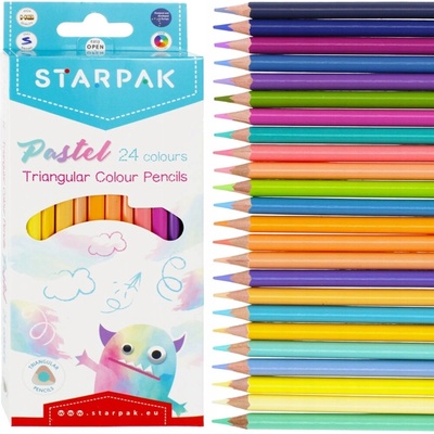 Starpak trojhranné farbičky 24 pastelových farieb 472398