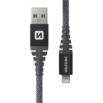 Swissten 71543010 dátový Lightning, 60W / 3A / 1x USB-A(M) / 1x Lightning(M), 1,5m, šedý