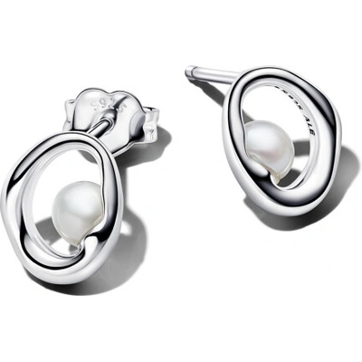PANDORA ESSENCE stříbrné náušnice s perlou a zirkony 293295C01