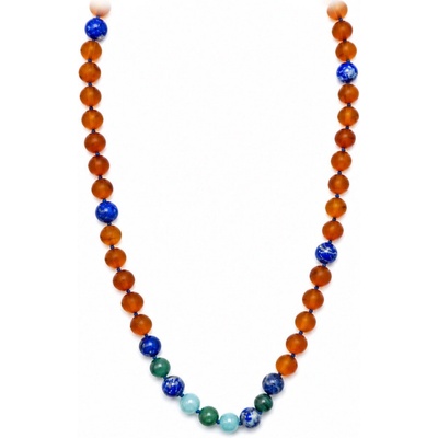 jantario Korálkový náhrdelník so surovým jantárom, lapis lazuli, amazonitom a jadeitom 105079