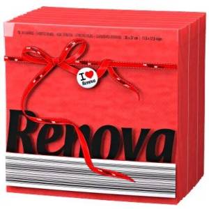  Renova салфетки еднопластови 70 бр/пакет червени