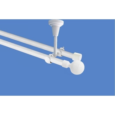 OK-GarnýžeCZ Garnýž kovová dvouřadá 19mm Gabi bílá 250 cm do stropu / na tunýlek - bez kroužků