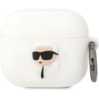 Karl Lagerfeld Кейс Karl Lagerfeld KLA3RUNIKH за AirPods 3, бял / бял, Silicone Karl Head 3D (KF001464-0)