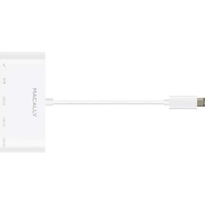 Macally 3.1 USB-C hub with USB, USB-C and Gigabit Ethernet - USB-C към 3ри портов USB хъб 1хGigabit Ethernet и 1хUSB-C (бял)