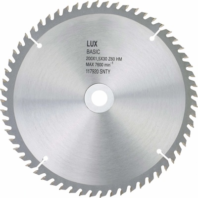 LUX List kotúčovej píly zo spekaného karbidu na drevo priemer 205 mm 60 zubov