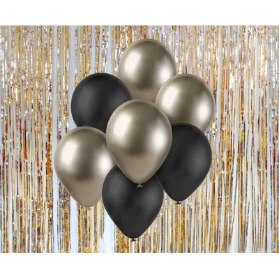 GoDan Sada latexových balónků chromovaná prosecco,černá 30 cm