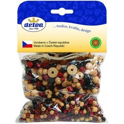 Mix dřevěných perlí přírodní hnědé, 100g