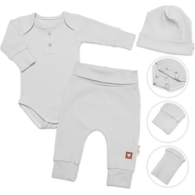 Rebrovaná rastúca súprava 3D Baby Boy šedá