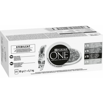 Purina ONE Multipack Sterilcat minifiletky hovädziekuracielososkrůta ve šťávě 60 x 85 g
