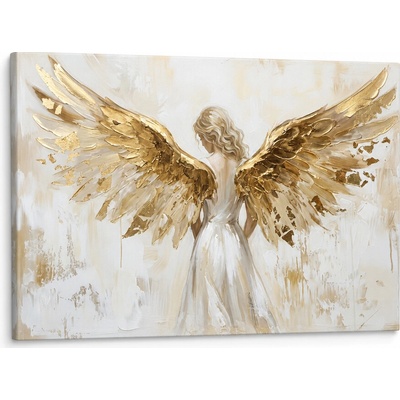 Obraz anjela s krídlami na plátne – s ručne maľovanými detailmi - 60x40 cm