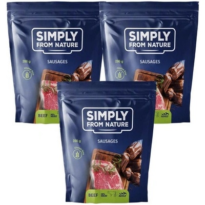 SIMPLY FROM NATURE Klobásky pre psov s hovädzím mäsom 3 x 200 g