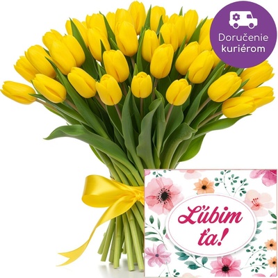 Žlté tulipány + Merci - od 20 do 100 kusov: 20