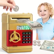ELEKTRONICKÝ BANKOMAT PRO DĚTI SEJF POKLADNIČKA NA MINCE A BANKOVKY S PIN KÓDEM