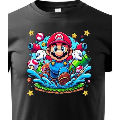 Dětské tričko Super Mario vodní akce ČernáCanvas Dětské tričko Bezvatriko.cz 3220