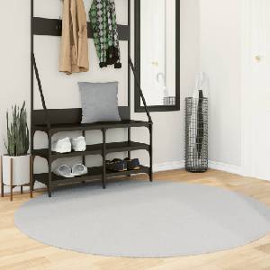 vidaXL Килим HUARTE с къс косъм, мек и миещ се, сив, Ø 160 см (375087)