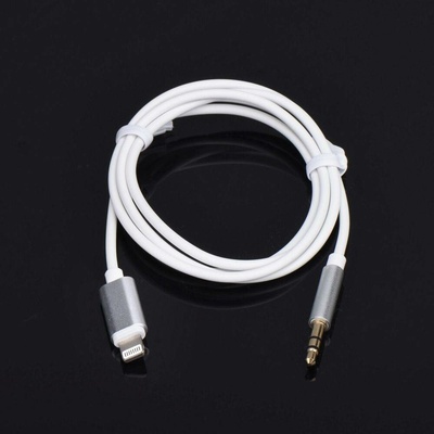 AUX kabel pro iPhone Lightning - 3,5mm jack, stříbrný