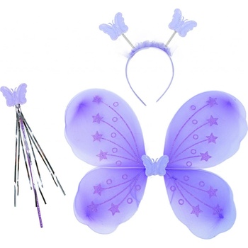 Rappa Motýlí křídla fialová s čelenkou a hůlkou