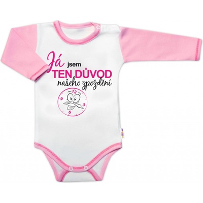 Body dlhý rukáv s vtipným textom Baby Nellys Já jsem TEN DŮVOD našeho zpoždění holka