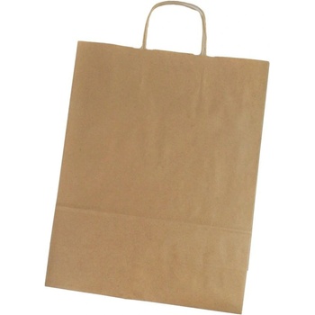 Papierová taška s krúteným uchom, 40,5x32x13,5 cm, hnedá