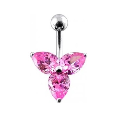 Šperky4U stříbrný piercing do pupíku kytička BP01023-P