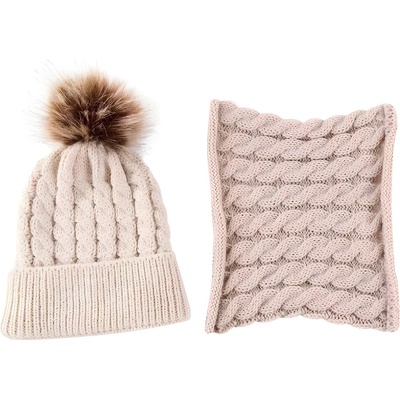 HARAHU Детска шапка и тунелен шал - Светло кафяво kp21520 (21520)