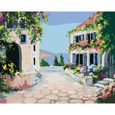 zuty Malování Podle Čísel Květinový Dům U Moře 80 x 100 Cm Plátno Rám 8596530074717