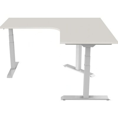 Delso Rohový výškovo nastaviteľný stôl Shaper 130 x 160 cm ľavý, svetlosivá / biela