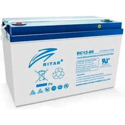 Ritar Оловна AGM Deep Cycle Батерия за соларни системи RITAR (DC12-80), 12V, 80Ah, 350 / 167 /180 mm F15/M8 / F11/M6 RITAR (RITAR-DC12-80)