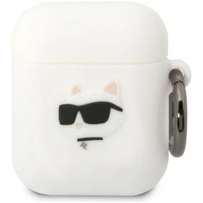 Karl Lagerfeld Кейс Karl Lagerfeld KLA2RUNCHH за AirPods 1/2, бял / бял, Silicone Choupette Head 3D (KF001471-0)