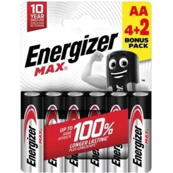 Energizer Батерии алкални Energizer Max, AA, LR6, 1.5V, 6бр. в опаковка (E303328504)