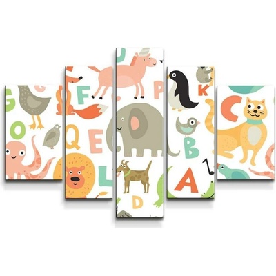 Sablio Obraz - 5-dílný Zoo abeceda - 125x90 cm