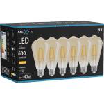 Mexen Vintis 6x LED нажежаема жичка E27, ST64, 6W, Топла - 2700K, 600 lm, кехлибар (L152-E27-0627-50x06)