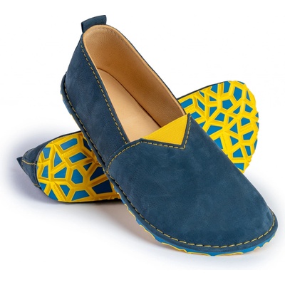 BotyLuks Barefoot mokasíny Fuego s gumičkou modro-žluté