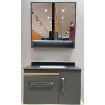 Image 1 of FORMA VITA МЕБЕЛ ЗА БАНЯ С ОГЛЕДАЛО ПЛАВНО ЗАТВАРЯНЕ 49-80/3 80см СИВ (49-80/3)