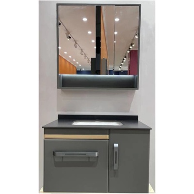 FORMA VITA МЕБЕЛ ЗА БАНЯ С ОГЛЕДАЛО ПЛАВНО ЗАТВАРЯНЕ 49-80/3 80см СИВ (49-80/3)