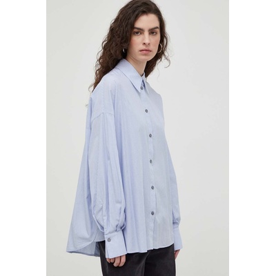 DRYKORN Памучна риза Drykorn дамска в синьо със свободна кройка с класическа яка (87514.144045)