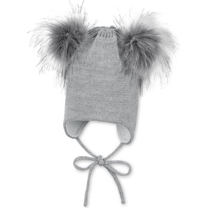 Sterntaler Детска зимна шапка с помпони Sterntaler - 47 cm, 9-12 м, сива (4702145-542) - baby