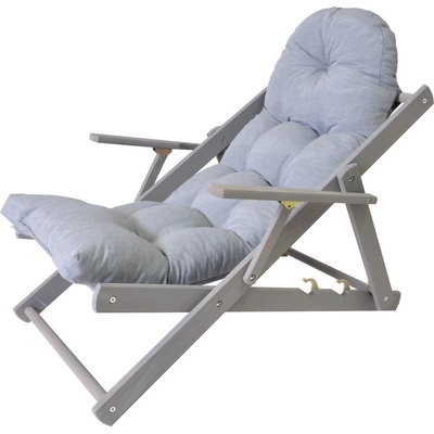 ROJAPLAST Сив сгъваем градински шезлонг от масивно дърво Borneo - Rojaplast (145/5)