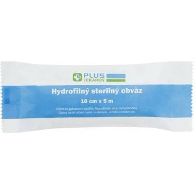 PLUS LEKÁREŇ Hydrofilný sterilný obväz 10 cm x 5 m, 1 ks