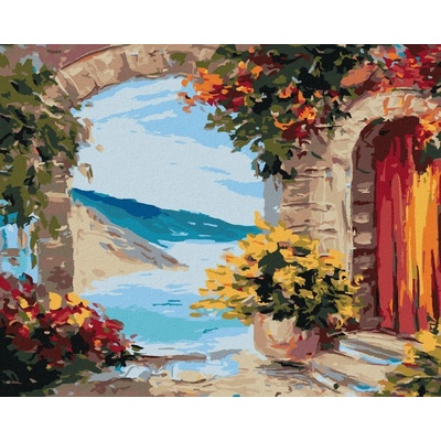 zuty Malování Podle Čísel Květinová Brána U Moře 80 x 100 Cm Plátno