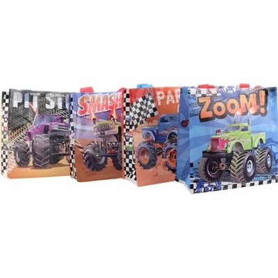 Darčeková taška MONSTER TRUCK z plastu 20 × 20 × 9 cm