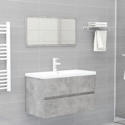 vidaXL Комплект мебели за баня, бетонно сив, ПДЧ (3071598)