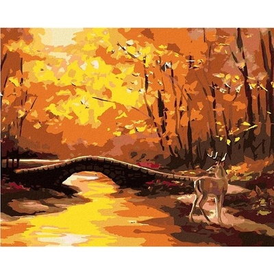 zuty Malování Podle Čísel Jelen A Kamenný Most Na Podzim D. Rusty Rust 40 x 50 Cm Plátno Rám