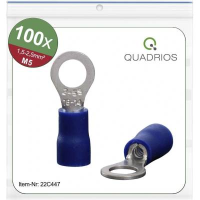 Quadrios 22C447 guľaté káblové oko Prierez=2.5 mm² Ø otvoru=5.3 mm čiastočne izolované modrá 1 sada