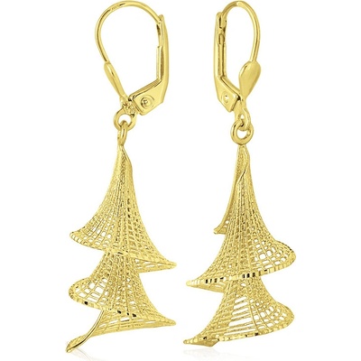 Gemmax Atraktivní zlaté visací náušnice Spirály dolů se rozšiřující GLEYN-34211