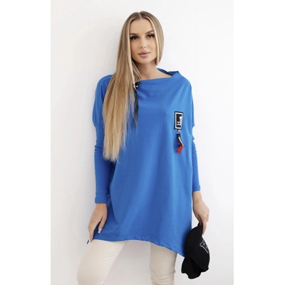 Kesi 0015MO Dámska Oversize tunika s asymetrickými bokmi modrá