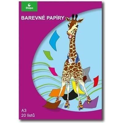 Barevný papír A3/20/80g, 20listů, STEPA