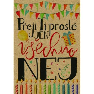 Baloušek BeBechy - přání Nej, A6, kraftový papír